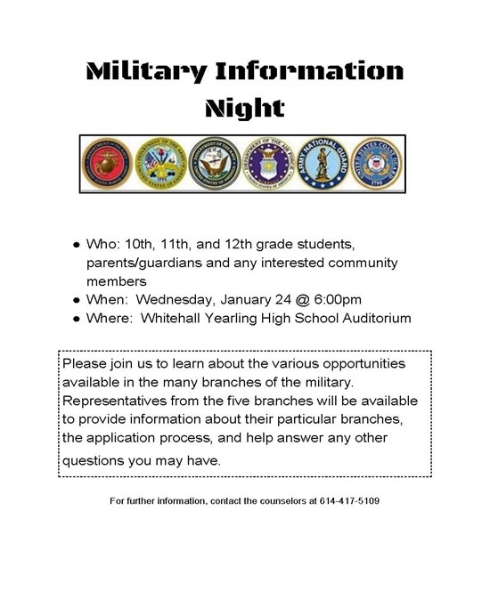 Flyer for Military Information Night