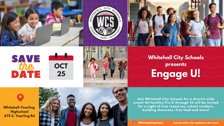 Join Whitehall City Schools for a district-wide event! All families Pre-K through 12 will be invited for a night of free resources, school vendors, building showcase, free food and more!